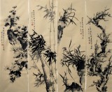【已售】四尺精品花鸟四条屏《梅兰竹菊》
