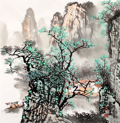 【已售】民盟美协理事黄奇松三尺斗方精品山水画