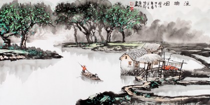 【已售】民盟美协理事黄奇松三尺《渔乐图》