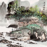 【已售】民盟美协理事黄奇松四尺斗方《清溪幽居》