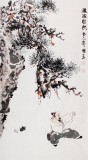 gp李胜春三尺古松人物画《道法自然》