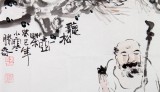 gp李胜春三尺古松人物画《听松一壶茶》