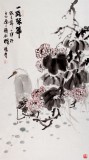 【已售】李胜春三尺繁花白鹭《一路荣华》