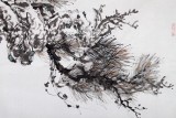 gp李胜春三尺古松人物画《听松一壶茶》