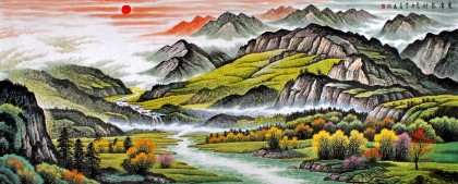 【已售】宁良成小八尺山水国画《宝潭聚财》