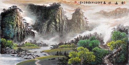 张慧仁四尺山水画《源远流长》