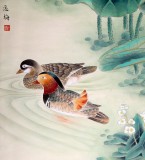 【已售】著名工笔画家赵逸梅四尺《碧塘清影》