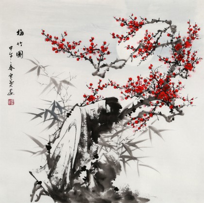 【已售】安徽美协何华贤四尺斗方《梅竹图》（询价）