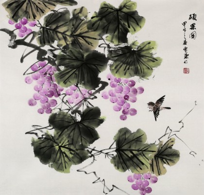 安徽美协何华贤四尺斗方《硕果图》 - 葡萄画 - 99字画网