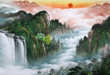 【已售】吴东六尺青绿山水画《福地安居图》