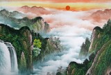 【已售】吴东六尺聚宝盆风水画《源远流长》