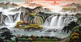 【已售】宁良成六尺聚宝盆风水画《旭日东升》