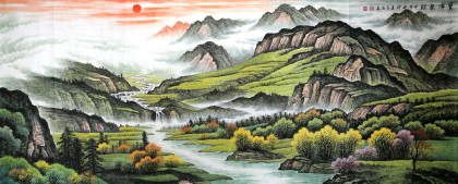 【已售】宁良成小八尺聚宝盆风水画《宝潭聚财》