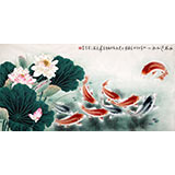 河南美协董书林四尺工笔九鱼《和风送九如》