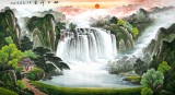 【已售】吴东六尺聚宝盆风水画《旭日祥云》