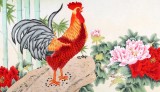 【已售】北京美协凌雪四尺雄鸡牡丹《吉庆有余》