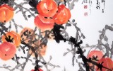 【已售】中美协会员赵金鸰作品《银装素裹柿子红》