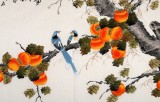 【已售】北京美协凌雪小六尺柿子国画《事事如意》