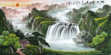 【已售】吴东四尺聚宝盆山水画《旭日祥云》