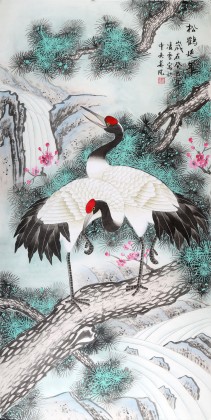 凌雪老人祝寿国画松鹤延年- 松鹤图- 99字画网