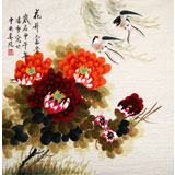 北京美协凌雪四尺斗方牡丹画《花开富贵》