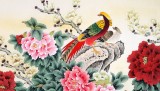 【已售】北京美协凌雪六尺牡丹锦鸡图《前程似锦》