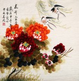 北京美协凌雪四尺斗方牡丹画《花开富贵》