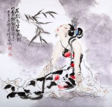 【已售】李凤英四尺斗方仕女《花好月圆》