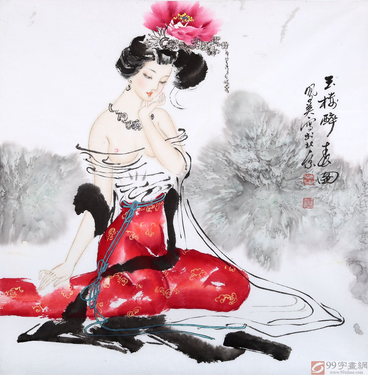 李凤英古代极品美女图-仕女图国画总裁美女的图片
