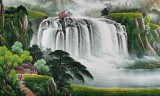 【已售】  吴东小八尺青绿山水画《旭日祥云》