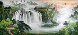 【已售】  吴东小八尺青绿山水画《旭日祥云》