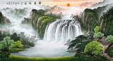 【已售】吴东六尺聚宝盆山水画《源远流长》