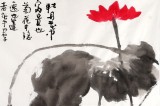 【已售】当代著名禅意画家周自豪四尺斗方《清荷图》(询价)