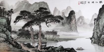 【已售】民盟美协理事黄奇松四尺《漓江烟雨》