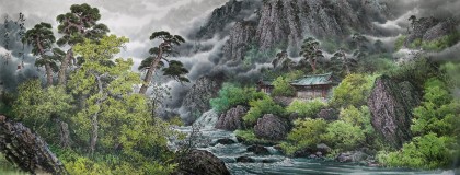 【已售】小八尺朝鲜国画《七宝山的夏天》