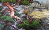 小八尺朝鲜国画《山村的风景》