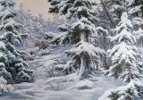 大尺寸朝鲜国画《林海雪韵》