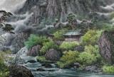 【已售】小八尺朝鲜国画《七宝山的夏天》
