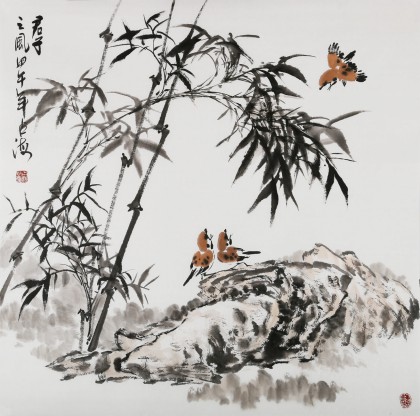 【已售】河北美协王占海四尺斗方《君子之风》