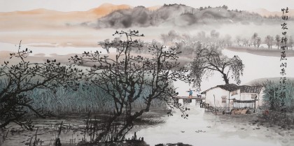 【已售】民盟美协黄奇松四尺国画《忙时农田种甘蔗》