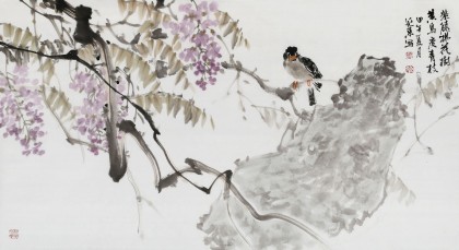 中国美协会员张延东三尺《紫藤拂花树》