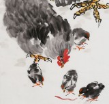 【已售】曲逸之  四尺国画《雄鸡图》 中国美术学院著名花鸟画家