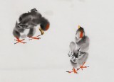 【已售】曲逸之  四尺国画《雄鸡图》 中国美术学院著名花鸟画家