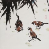 【已售】著名花鸟画家曲逸之 四尺牡丹国画四条屏