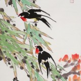 【已售】著名花鸟画家曲逸之 四尺牡丹国画四条屏