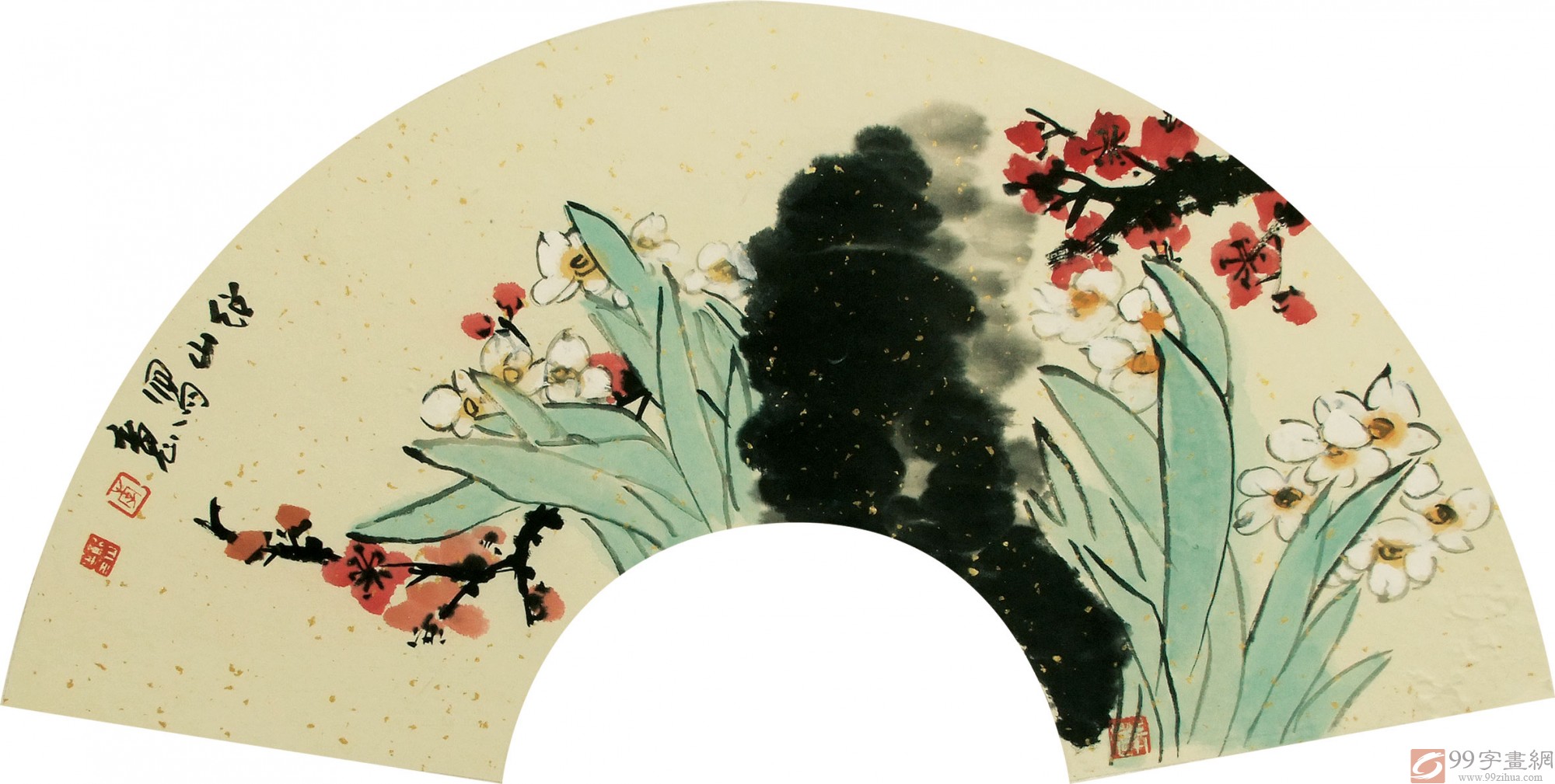 花鸟画名家李绍山 扇画《君子》