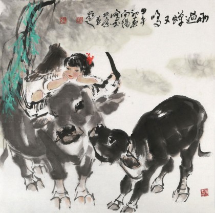 【已售】王向阳四尺斗方《雨过蝉又鸣》