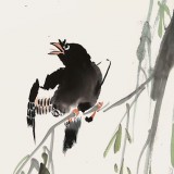 【已售】花鸟画名家李绍山 四尺斗方《荷塘清趣》