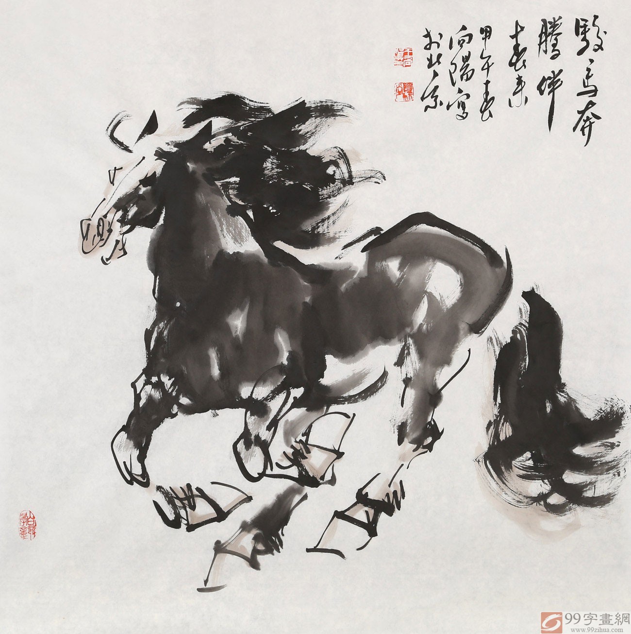 『漢土無疆』　奔騰する駿馬　中国水墨画　著名な画家による作品 漢土無疆』 奔騰する駿馬 中国水墨画 著名な画家による作品