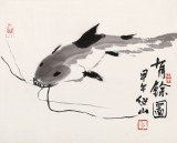 【已售】花鸟画名家李绍山 小尺寸水墨鱼《有余图》